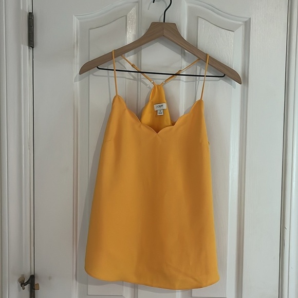 J.Crew | Golden Yellow Scalloped Racerback Cami Top Size 2/XS Summer Spring - Picture 3 of 9